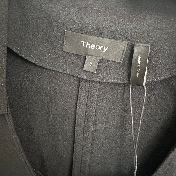 NWT Theory Easy Day Fit & Flare Crepe Black Mini Dress Sz. 8 - Picture 3 of 6